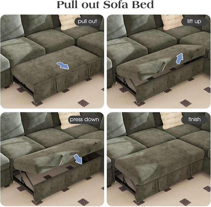 Ihanherry Large U-Shaped Sectional Sofa Bed, 8-Seater Convertible Sleeper - Image 7