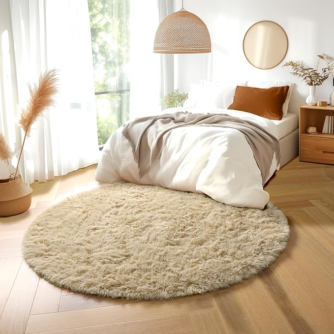 Amdrebio Beige Round Area Rugs 5Ft - Image 4