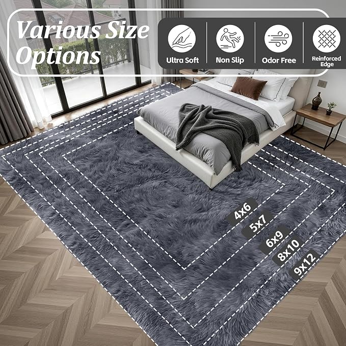 Fluffy Area Rugs 9x12 Living Room Bedroom: Ultra Soft Shag Rug Upgrade Non-Slip - Image 9