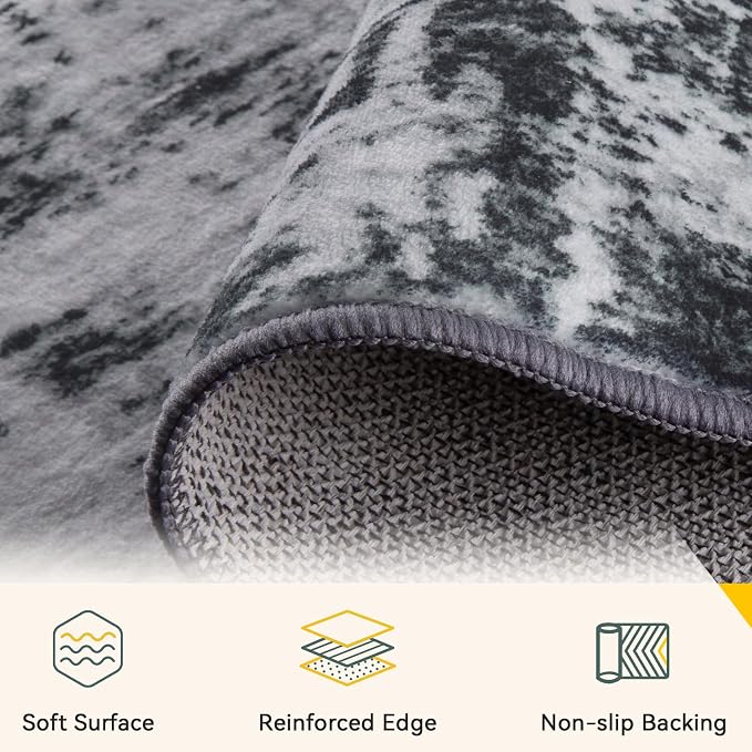 RELEANY Washable Area Rugs 2'6"x10 Non-Slip Modern Abstract Soft - Image 3