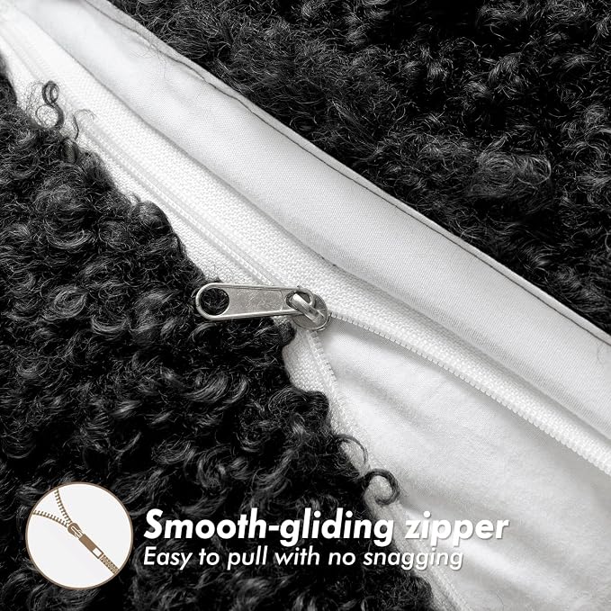 Faux Fur Throw Pillow Covers 20x20 Inch Set of 2 Boucle Neutral Decorative - Image 6