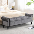 67" Storage Bench for Bedroom, Velvet End of Bed Bench, King Size Bench by HOMYKA