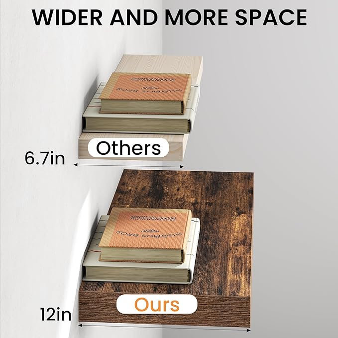 36Inch Floating Shelves for Wall, 12 Inch Deep Shelves for Bedroom, Bathroom - Image 5