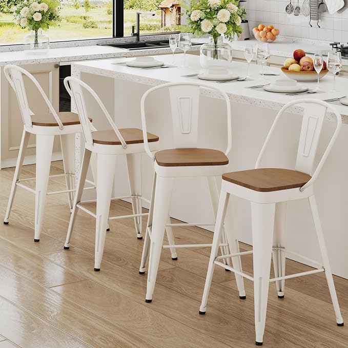 Andeworld Metal Bar Stools Set of 4, 30 inch Bar Height Barstools by Andeworld