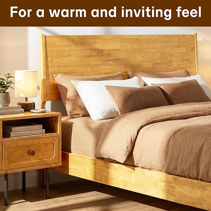 Acacia Haven King Size Bed Frame and Headboard, Solid Wood Platform Bed Frame - Image 9