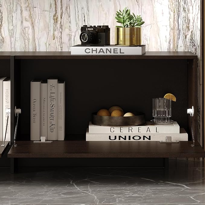AIEGLE 71.7" W TV Stand with 3 Flip-Down Drawers, Modern Entertainment Center - Image 5