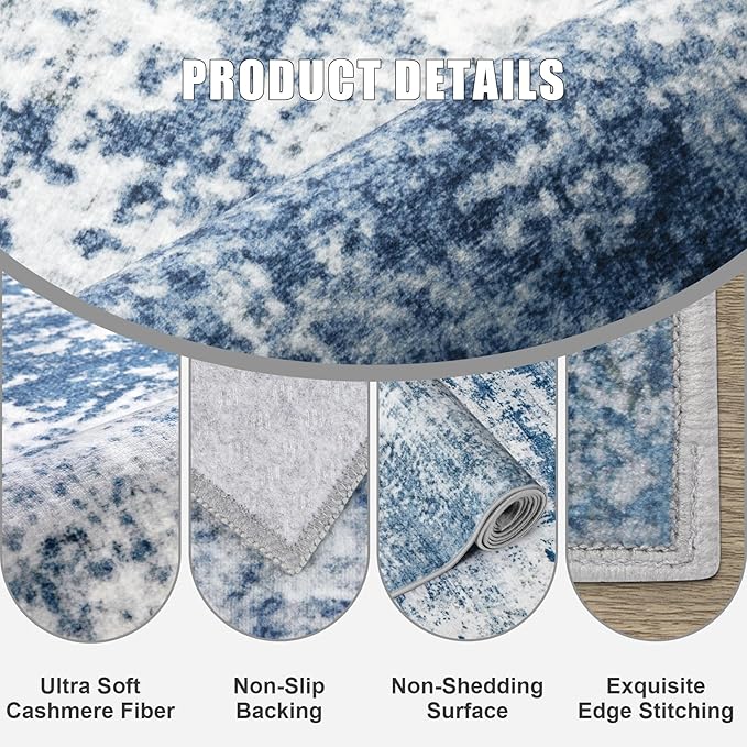Washable Area Rug 3x14 Entryway Rug: Washable Modern Abstract Soft Thin Rug - Image 6
