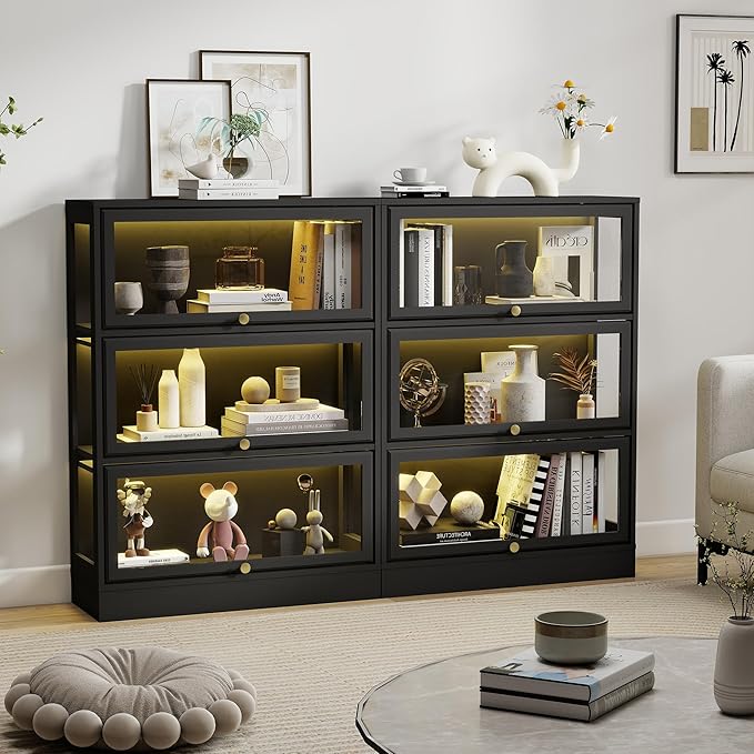 Display Cabinet with Acrylic Glass Doors, 3-Tiers Curio Cabinet with LED - Image 3