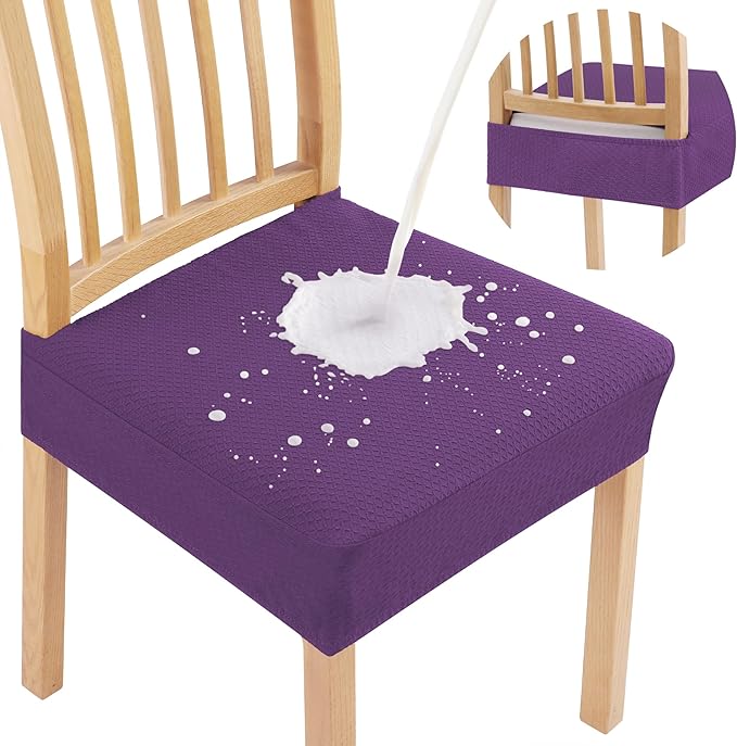Smiry Waterproof Seat Covers for Dining Room Chairs Set of 6, Stretch Jacquard by Smiry