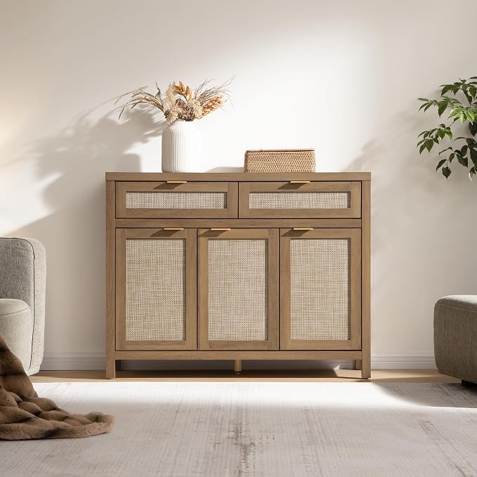 SICOTAS Rattan Sideboard Buffet Cabinet - Image 7