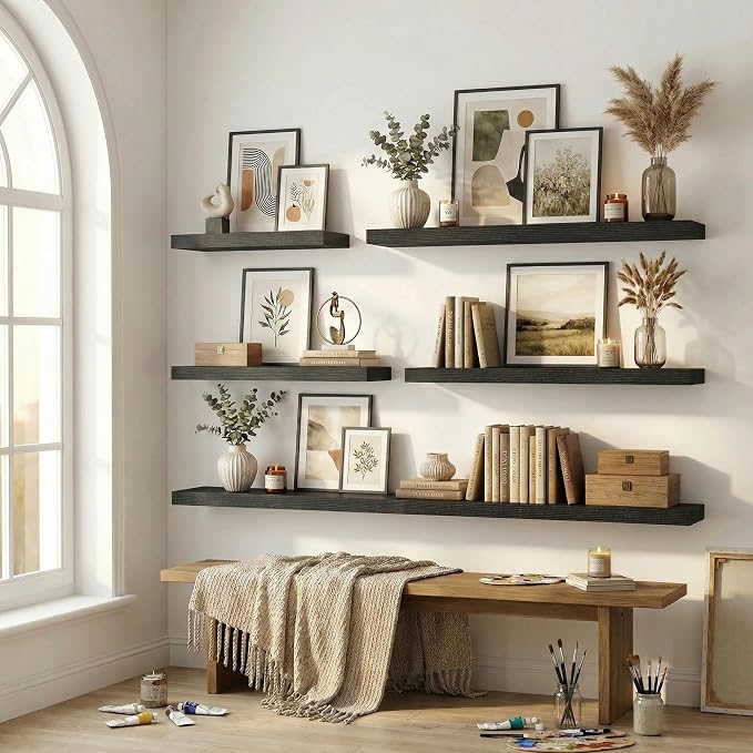 12 inch Deep Floating Shelves for Wall, 72 inch Wide Engineered Wood Wall - Image 7