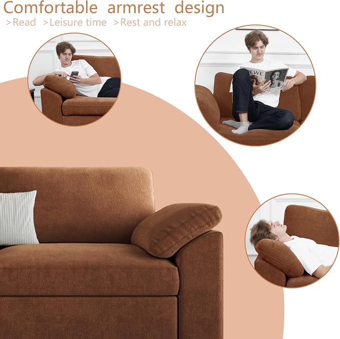 EASE MOOSE Oversized L Shape Sectional Couch, Extra Large Deep seat Brown - Image 6