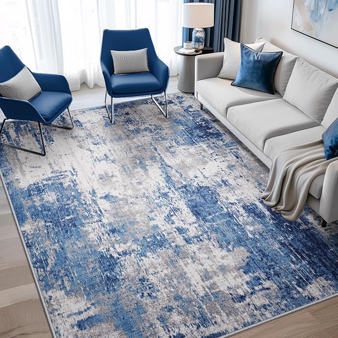 RELEANY Washable Area Rugs 4'x6' Non-Slip Modern Abstract Soft by RELEANY