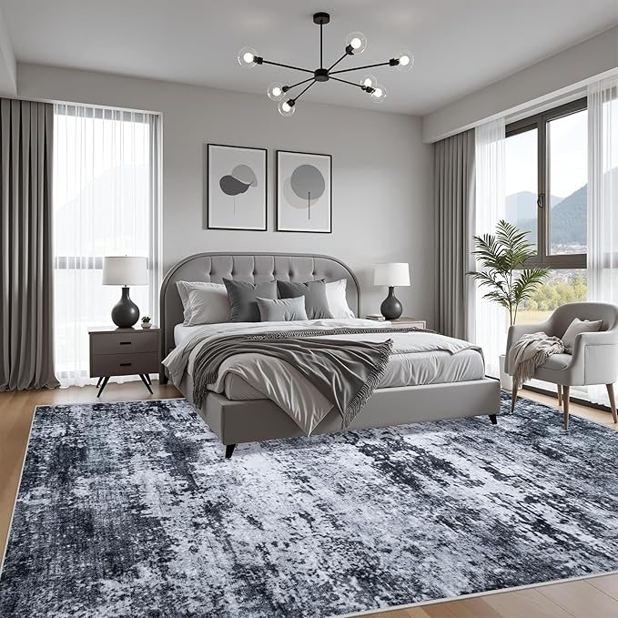 8x10 Area Rug Living Room Rug: Washable Modern Abstract Soft Thin Rug Indoor - Image 4