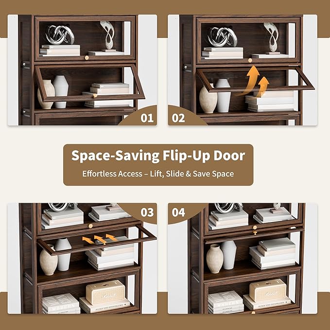Display Cabinet with Acrylic Glass Doors, 5-Tiers Curio Cabinet with LED - Image 6