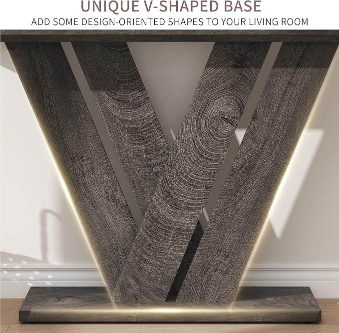 karlott 51 Inch Console Table, Modern V-Shaped Entryway Table, Wood Sofa Table - Image 7
