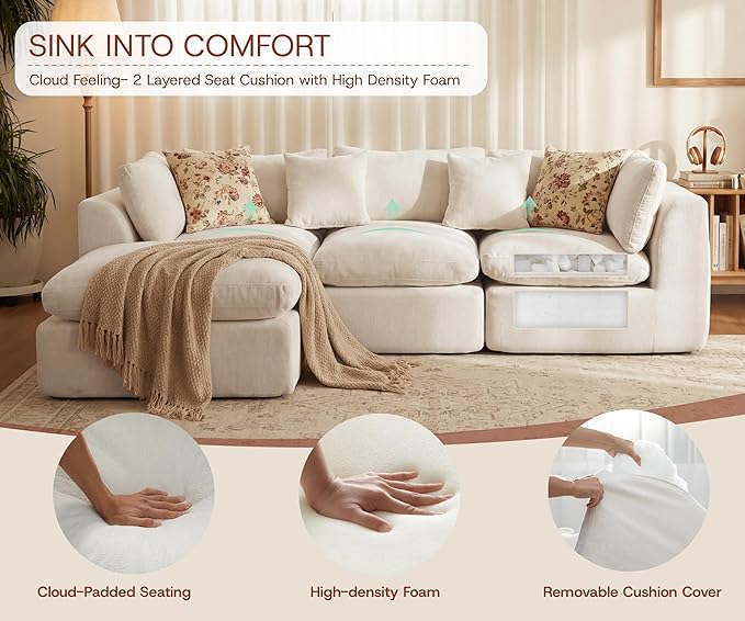 GRUSIGN 110'' Oversized Cloud Sectional Boneless Couch - Image 5