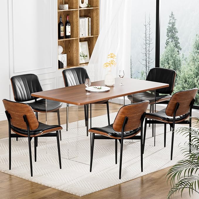 YaFiti Dining Chairs Set of 6, Dining Room and Kitchen Chairs, Mid Century - Image 3