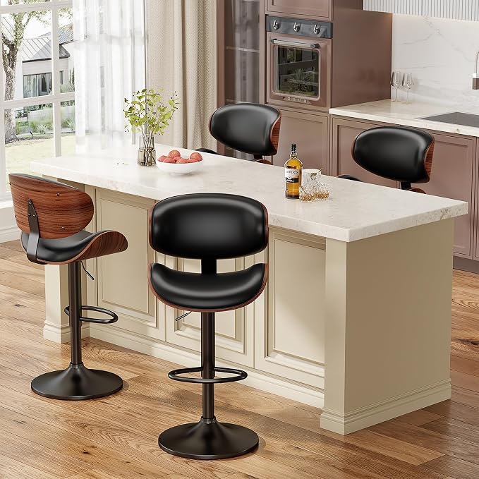 YaFiti Swivel Bar Stools for Kitchen Counter, Adjustable Bentwood Barstools - Image 3