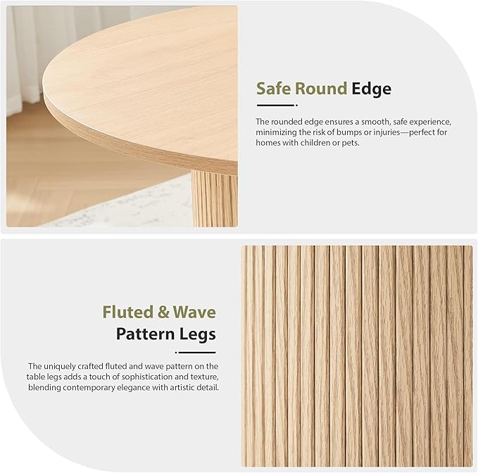 31.5" Round Dining Table for 2-4, Modern Farmhouse Kitchen Table - Image 4