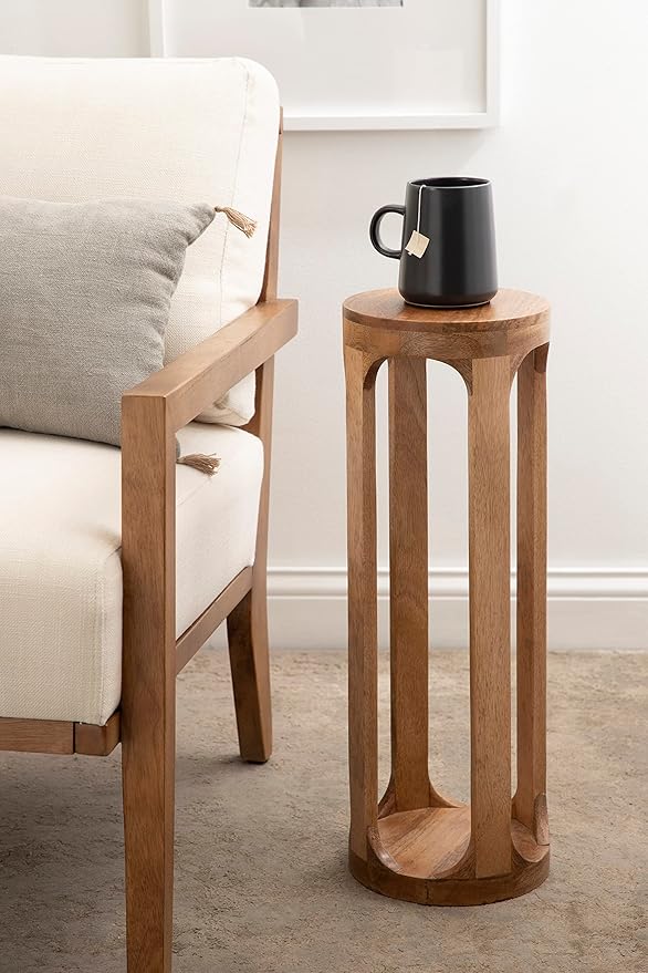 Kate and Laurel Dahl Wooden Round Drink Table; 8 x 23; Natural Brown; - Image 2