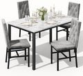 Hooseng Dining Table Set for 4, Faux Marble Small Kitchen Table Chairs Set of 4 by Hooseng