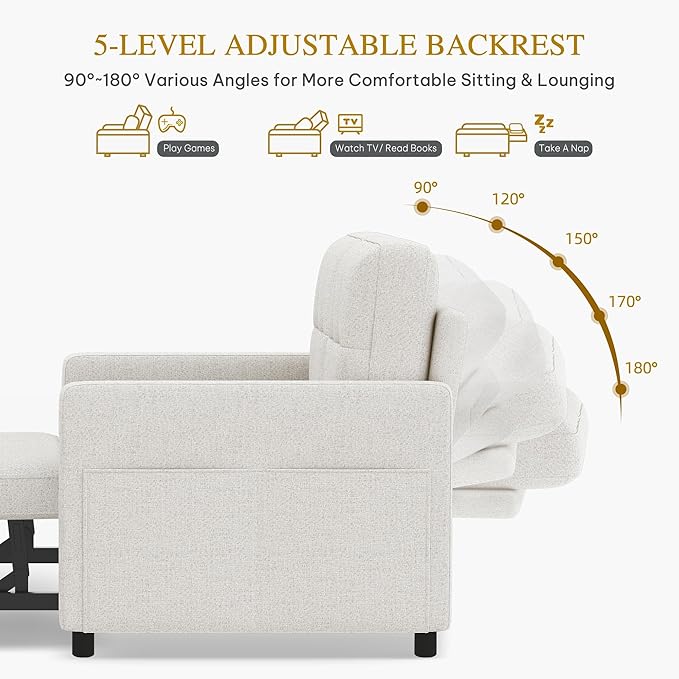 DWVO 55" Convertible Sofa Bed, 3-in-1 Sleeper Sofa - Image 6