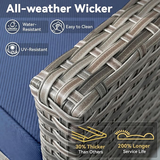 6 Piece Outdoor Patio Wicker Furniture Sets-High Back Outdoor Conversation Set - Image 6