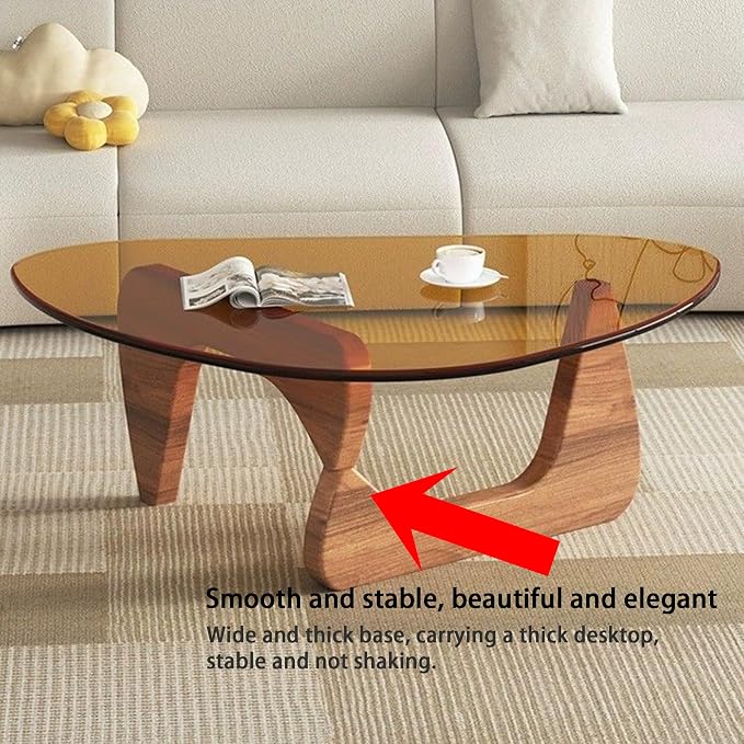 EASYSOUL Modern Glass Coffee Table, 44.88" D x 32.28" W x 15.75" H, Abstract - Image 6