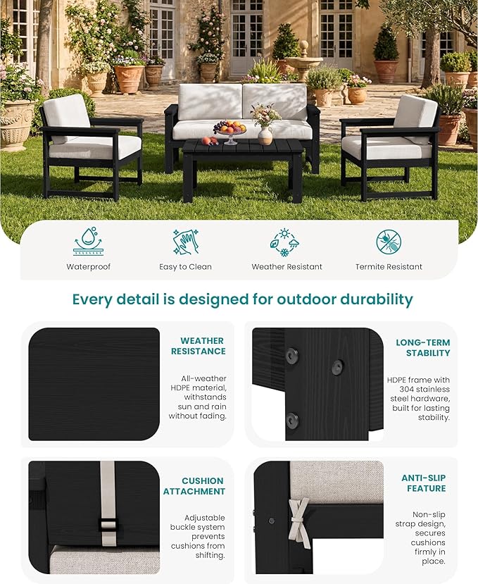 SERWALL 2 Pieces Single Cushioned Sofa Armchair - Image 4