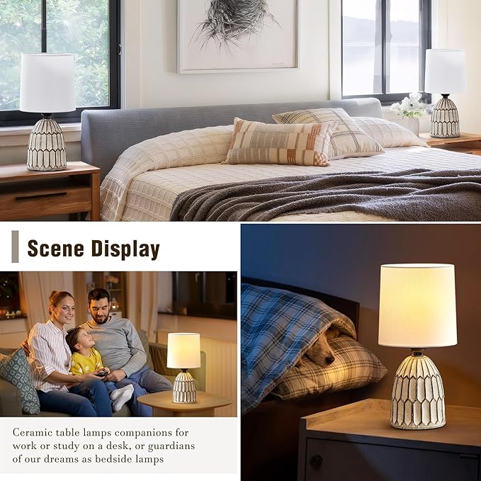 EJIAXIN Table Lamps Set of 2-13.5" Small Boho Lamp - Image 3