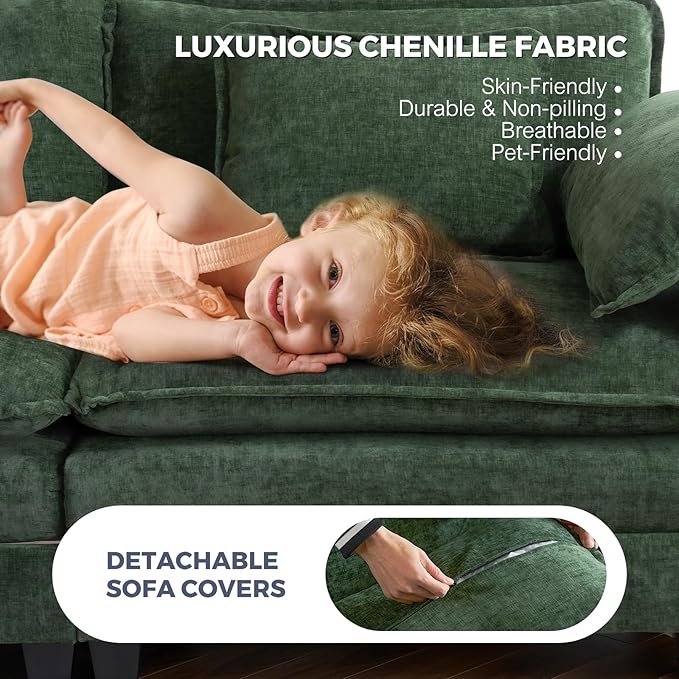 ELUCHANG 153" U Shaped Modular Sectional Cloud Couch - Image 3