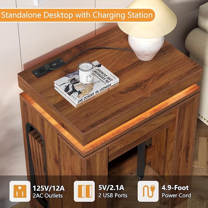 Extendable Dining Table with Charging Station, Convertible Folding Console Table - Image 6
