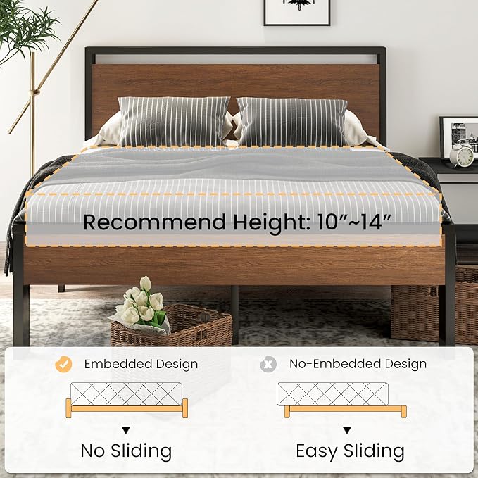 SHA CERLIN 14 Inch Full Size Metal Platform Bed Frame - Image 7