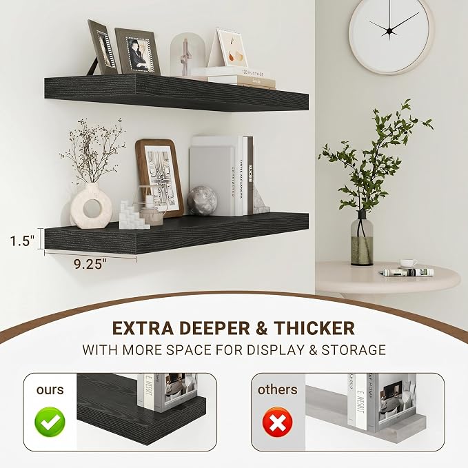 Acovy 48 Inch Floating Shelves, Wooden Shelves - Image 4