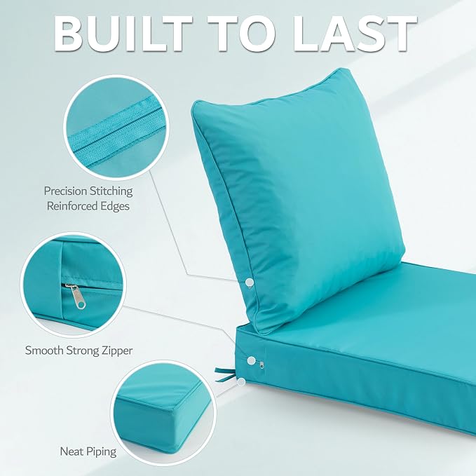 22x22 Inch Patio Chair Cushions Set of 2, Outdoor Furniture Cushions - Image 6