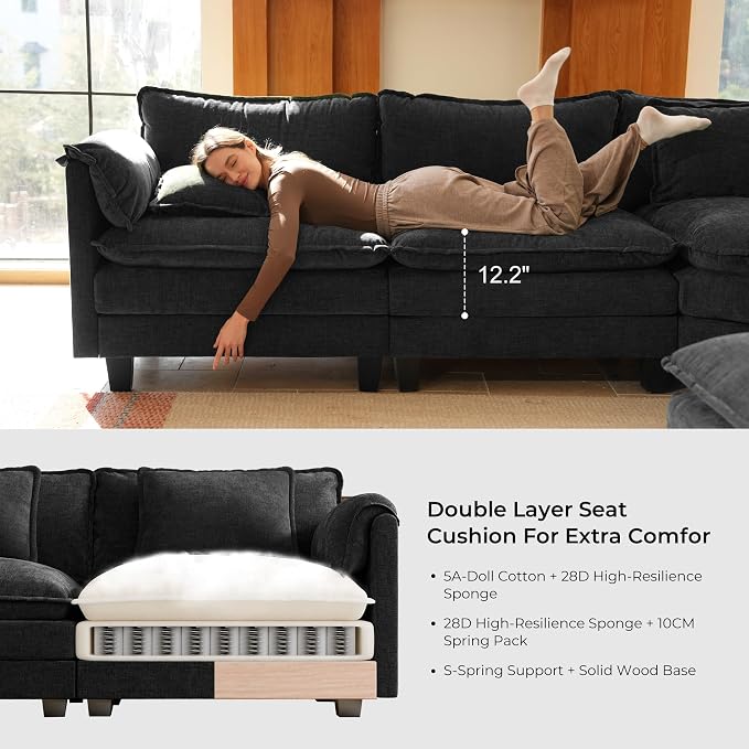 ELUCHANG Oversized 79" Modular Sectional Sofa Bed, Comfy Cloud Couch - Image 5