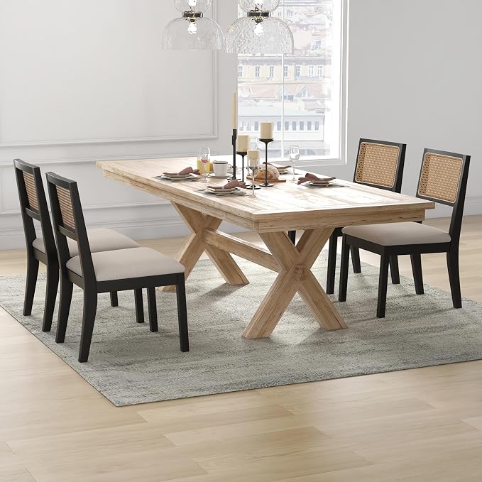 Westice Rattan Dining Chairs Set of 6, Farmhouse Natural Dining Room Chairs - Image 2