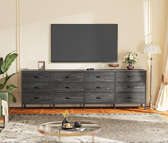 Huuger 70 Inch Dresser for Bedroom, TV Stand for 65, 80 Inch TV, 12 Fabric - Image 6