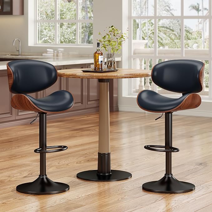 YaFiti Bar Stools Set of 4, Bentwood Adjustable Height Swivel Bar Stools - Image 6