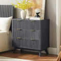 T4TREAM Fluted 3 Drawers Nightstand, Oversized Extra Large Modern Side Table by T4TREAMFurniture