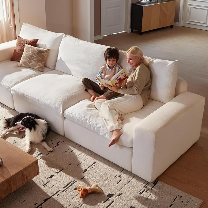 Cloud Couch Sectional 113.8'' Oversized Modular Deep Seat Sofa Bed Comfy White - Image 7
