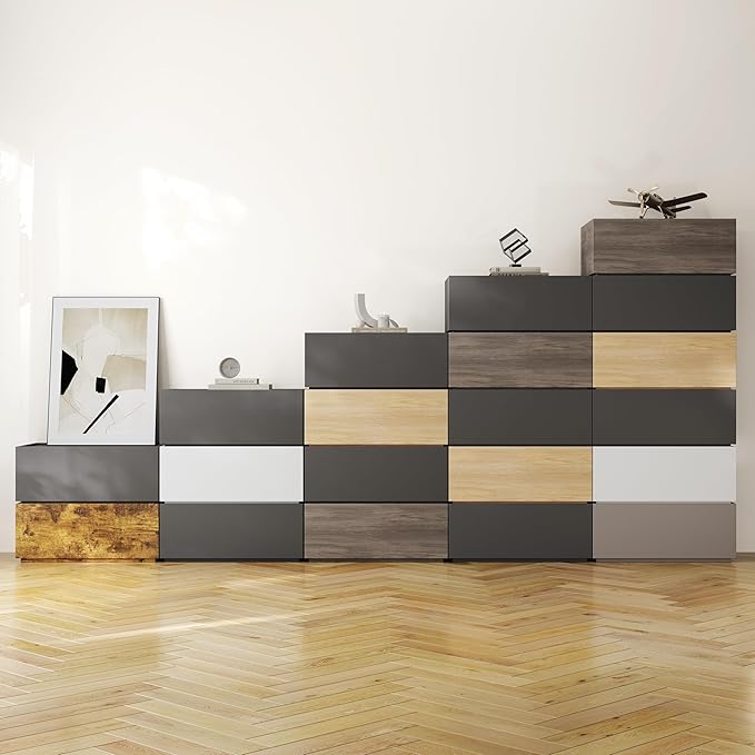 Modern Nightstand Modular Stackable Drawers Modular Storage Bedroom Furniture - Image 5