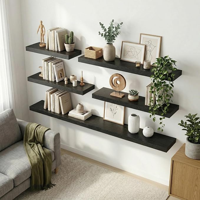 12 inch Deep Floating Shelves for Wall, 72 inch Wide Engineered Wood Wall - Image 3