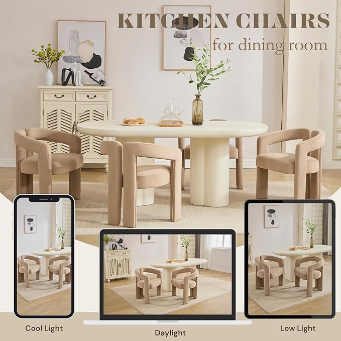 Hyfirm Upholstered Barrel Dining Chairs Set of 2, Velvet Kitchen Accent Chairs - Image 8