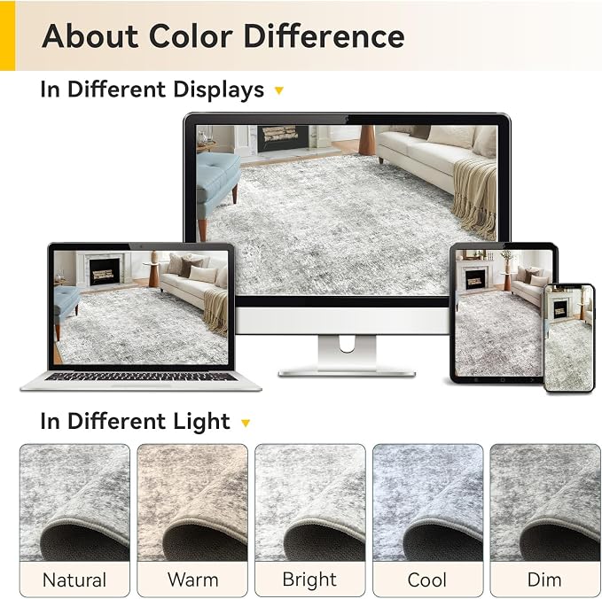RELEANY Washable Area Rugs 4ft Non-Slip Modern Abstract Soft - Image 9