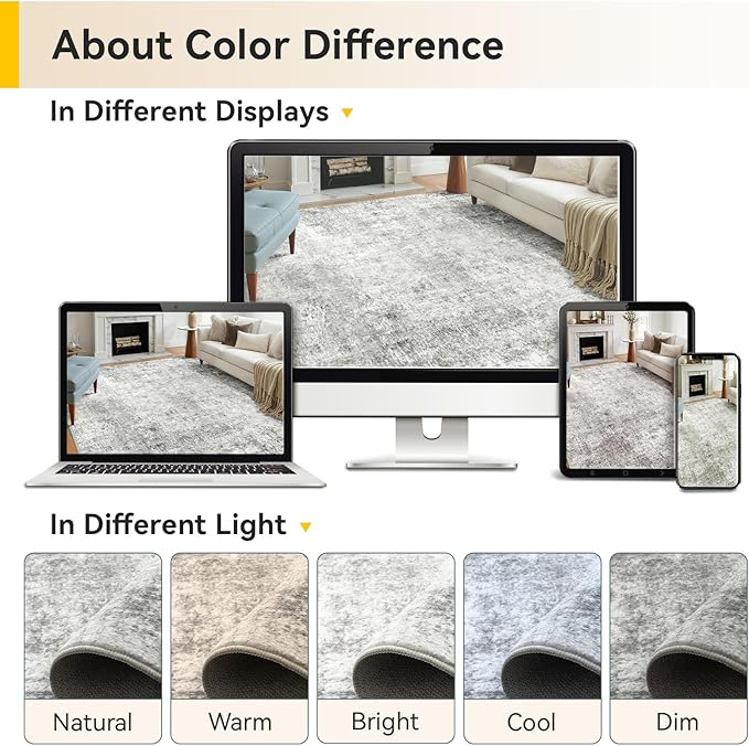 RELEANY Washable Area Rugs 3'x5' Non-Slip Modern Abstract Soft - Image 8