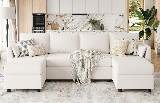 Huatean Home 114.17" Modular Sectional Sofa, 6 Seat Modular Couch by huateanhome