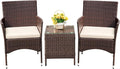 Devoko Patio Porch Furniture Sets 3 Pieces PE Rattan Wicker Chairs by DEVOKO
