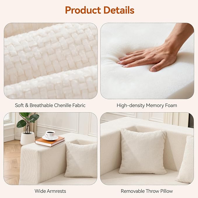 MONVANE Modular Sectional Sofa, Oversized 10 Seat Convertible U Shaped Couch - Image 4